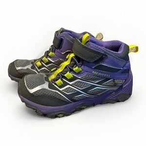 Merrell Moab FST Mid Waterproof Hiking Boots Purple Grey Girls Outdoor Size 12M